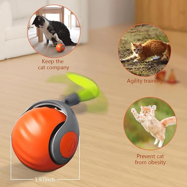 Foto 6 de 6 de KQLHLHDYZ - Juguete interactivo para gatos, juguete interactivo con cola reemplazable, bola rodante…