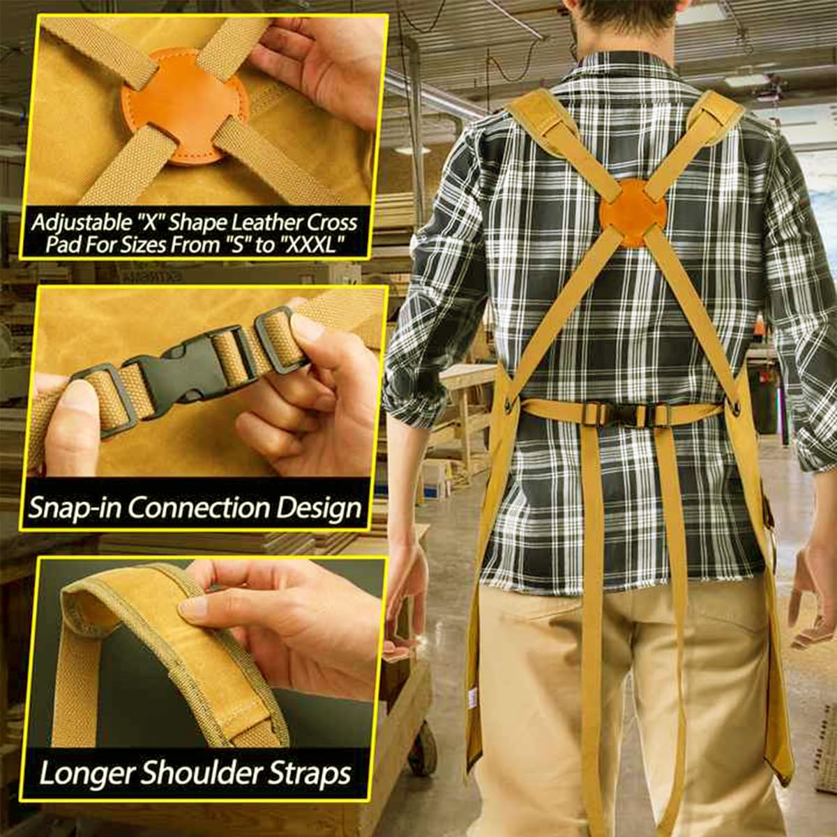 Grembiule di legno regalo uomo cintura di legno 9 tasche utensili tasca magnetica resistente grembiule di lavoro in tela cerata