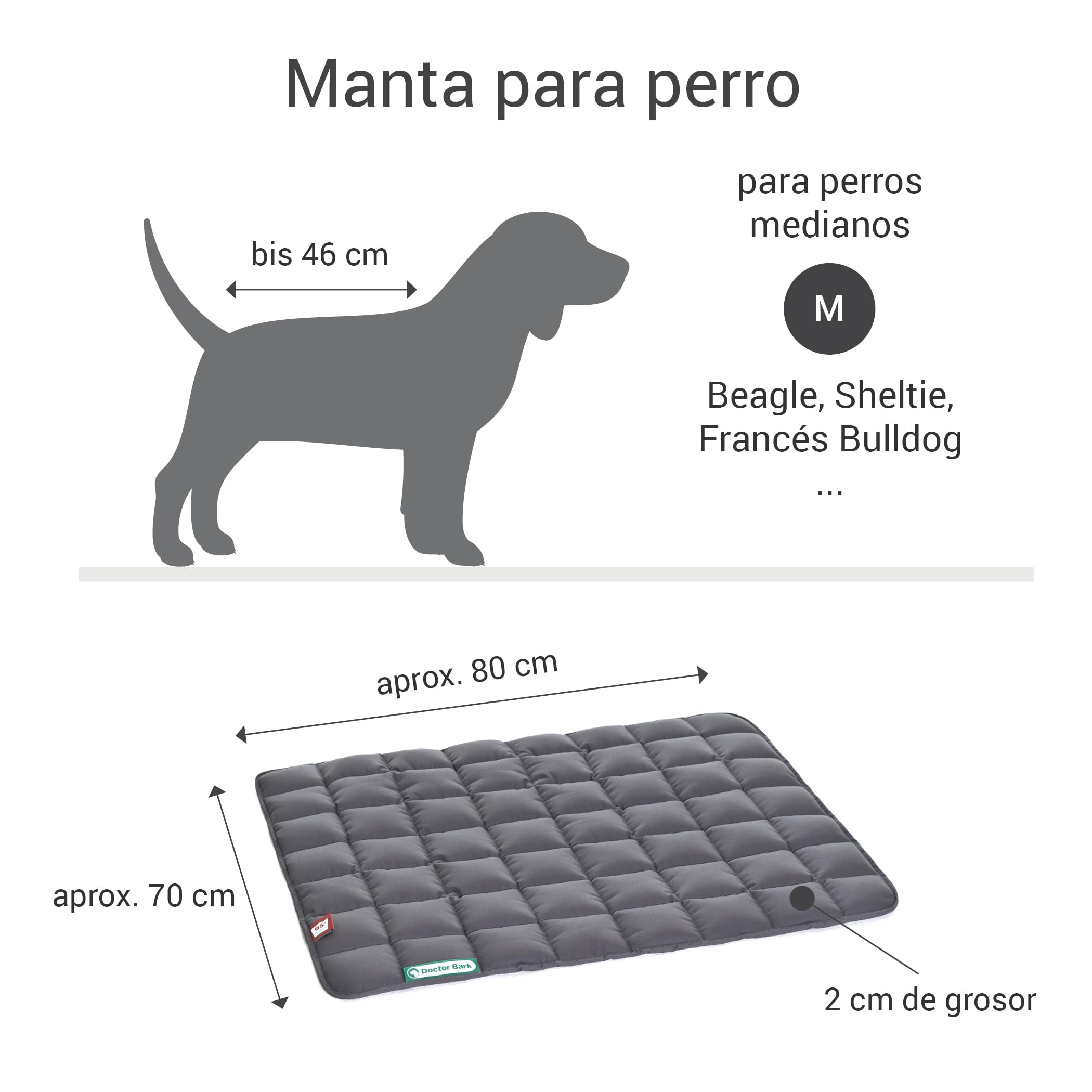 Doctor Bark Manta de Perros, Robusto, Lavable a 95 ° C - Disponible en Diferentes tamaños y Colores