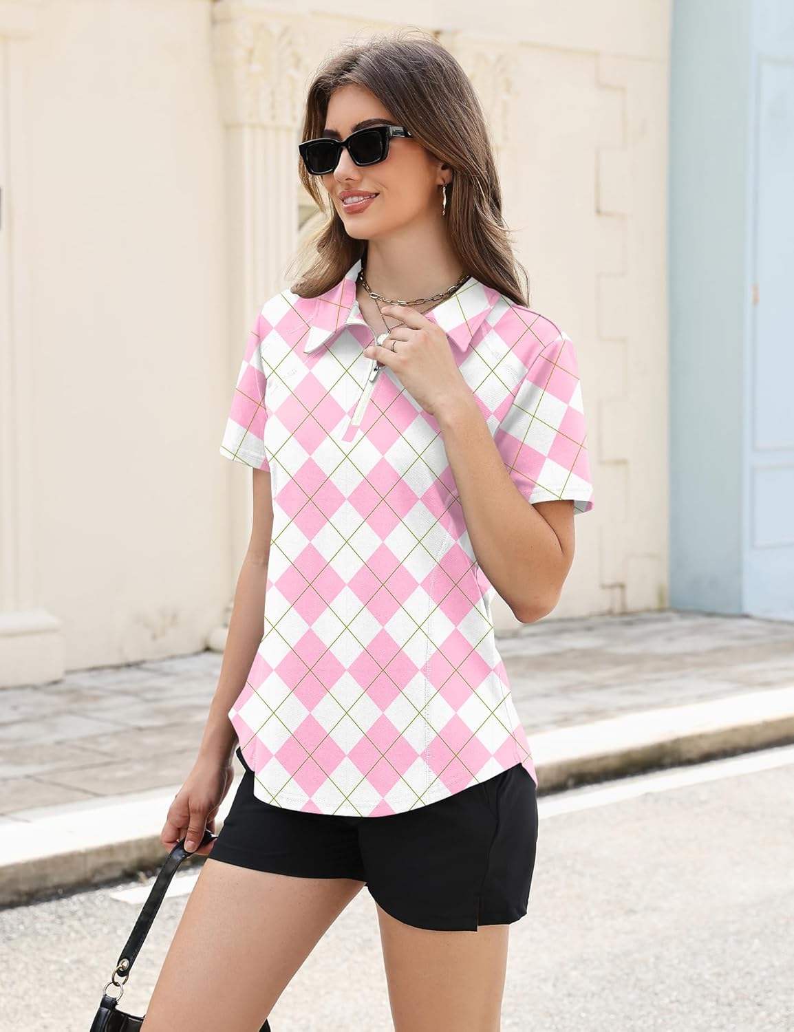 LUYAA Womens Golf Shirt Summer 1/4 Zip up Polo Shirts for Women Short Sleeve Moisture Wicking Gym Workout Tops - Image 5