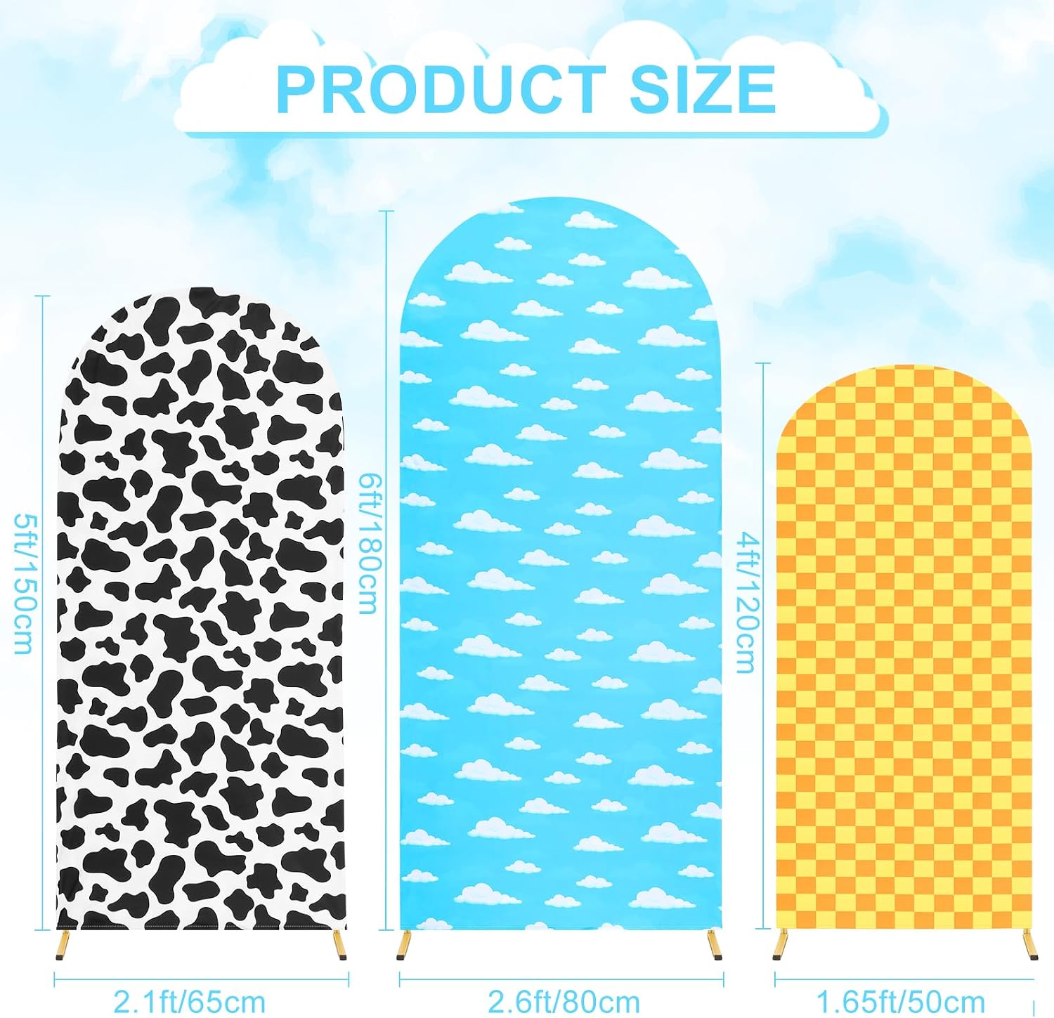 Arch Backdrop Cover Set of 3 4ft, 5ft, 6ft, Arch Stand Cover for Decoration image 3