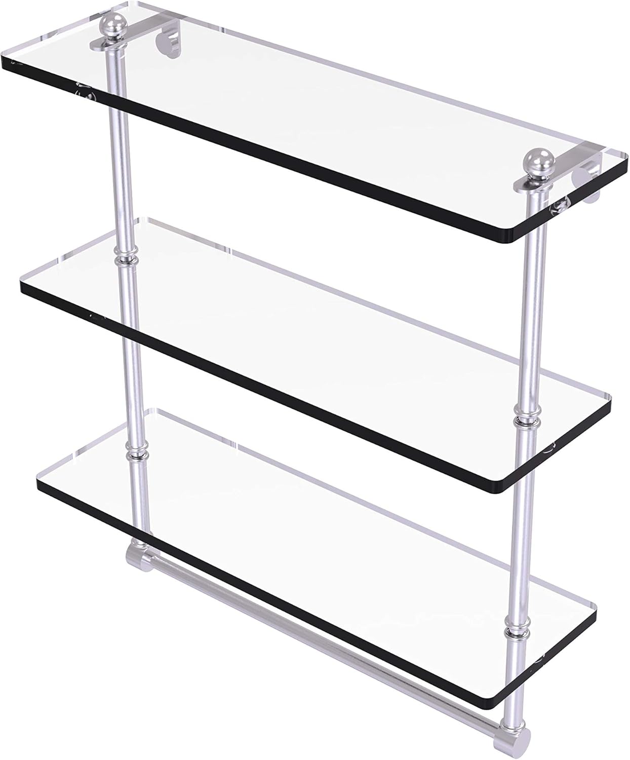 Allied Brass PR5/16TB 16 Inch Triple Tiered Integrated Towel Bar Glass