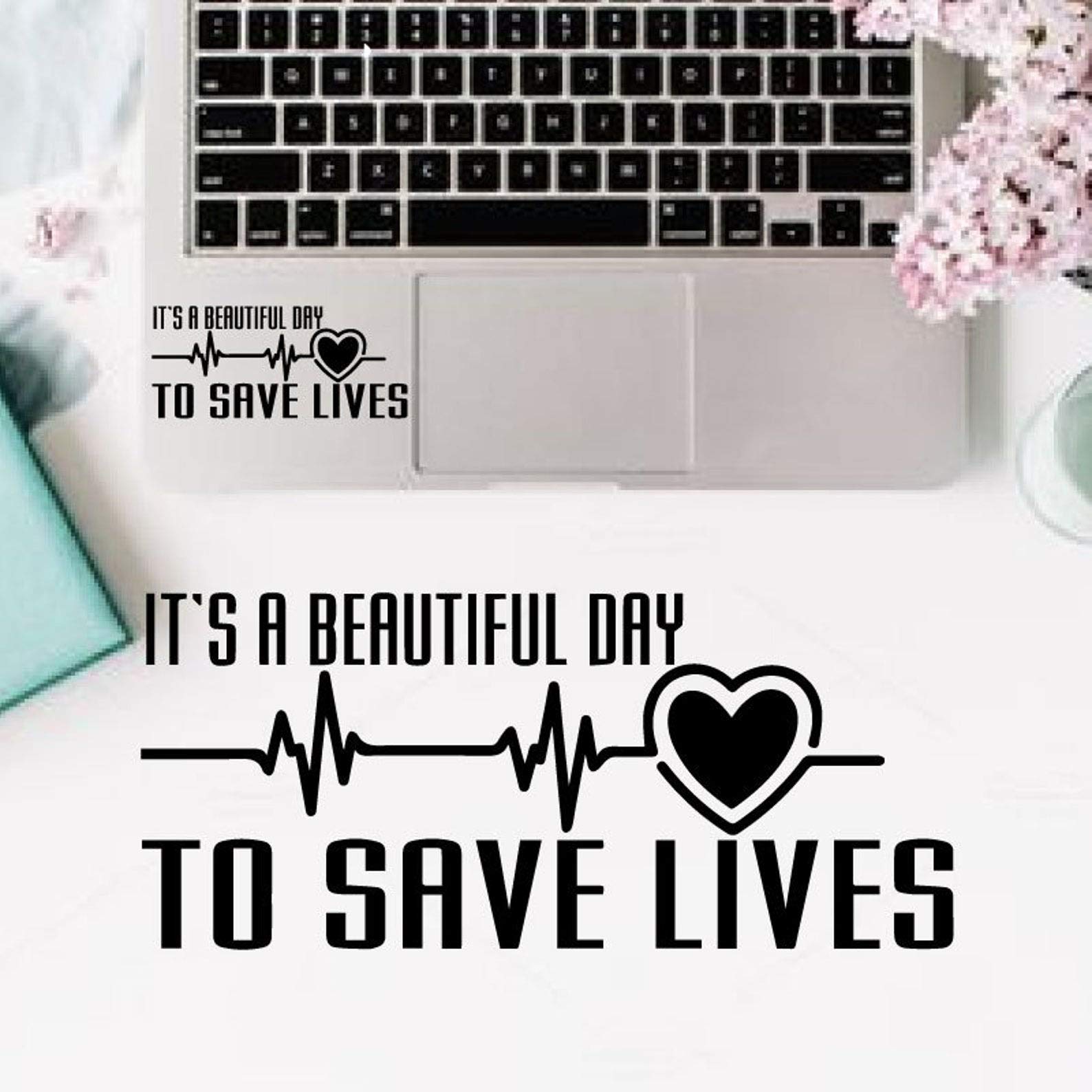 ISEE 360® It's A Beautiful Day to Save Lives ECG Symbol Trackpad Laptop Motivational Inspiring Sticker Vinyl Decal Accessories Skin for 13 inch and 15 inch Laptops