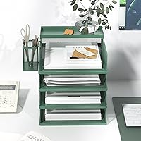 Vista 4 de Stackable Letter Trays, 4 Tier Metal Paper Tray & Desk Organizer, Stackable File Trays for Office & Home, Multi-Functional Document Tray with Fine