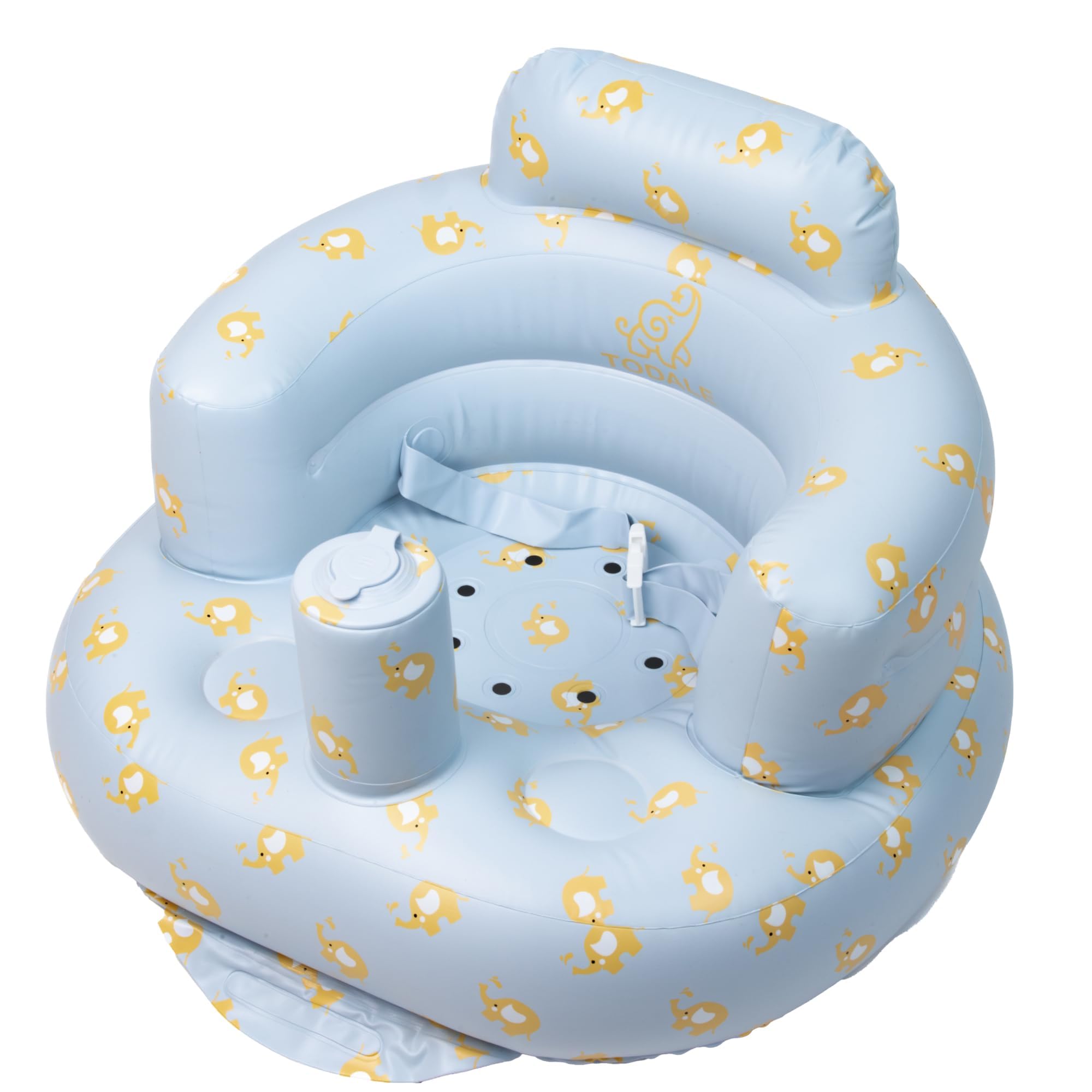 Todale Inflatable Baby Seat 3 Months and Up - Inflatable Baby Chair - Babies Seats for Infants for Sitting Up - Floor Toddler Chair with Built in Pump, Sit Up Chair - Girl & Boy Gift, Bear, Blue