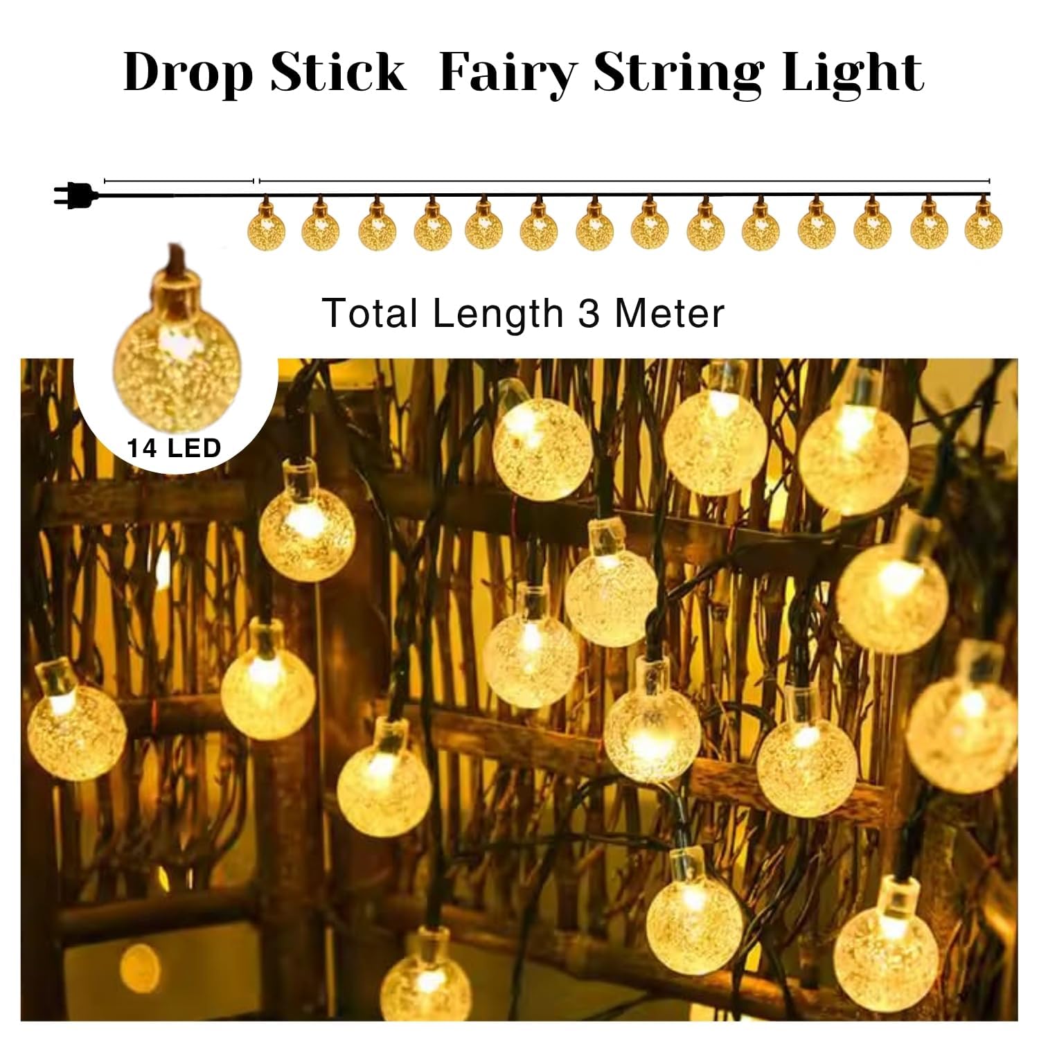 Crystal Ball String Lights - Warm White LEDs -2