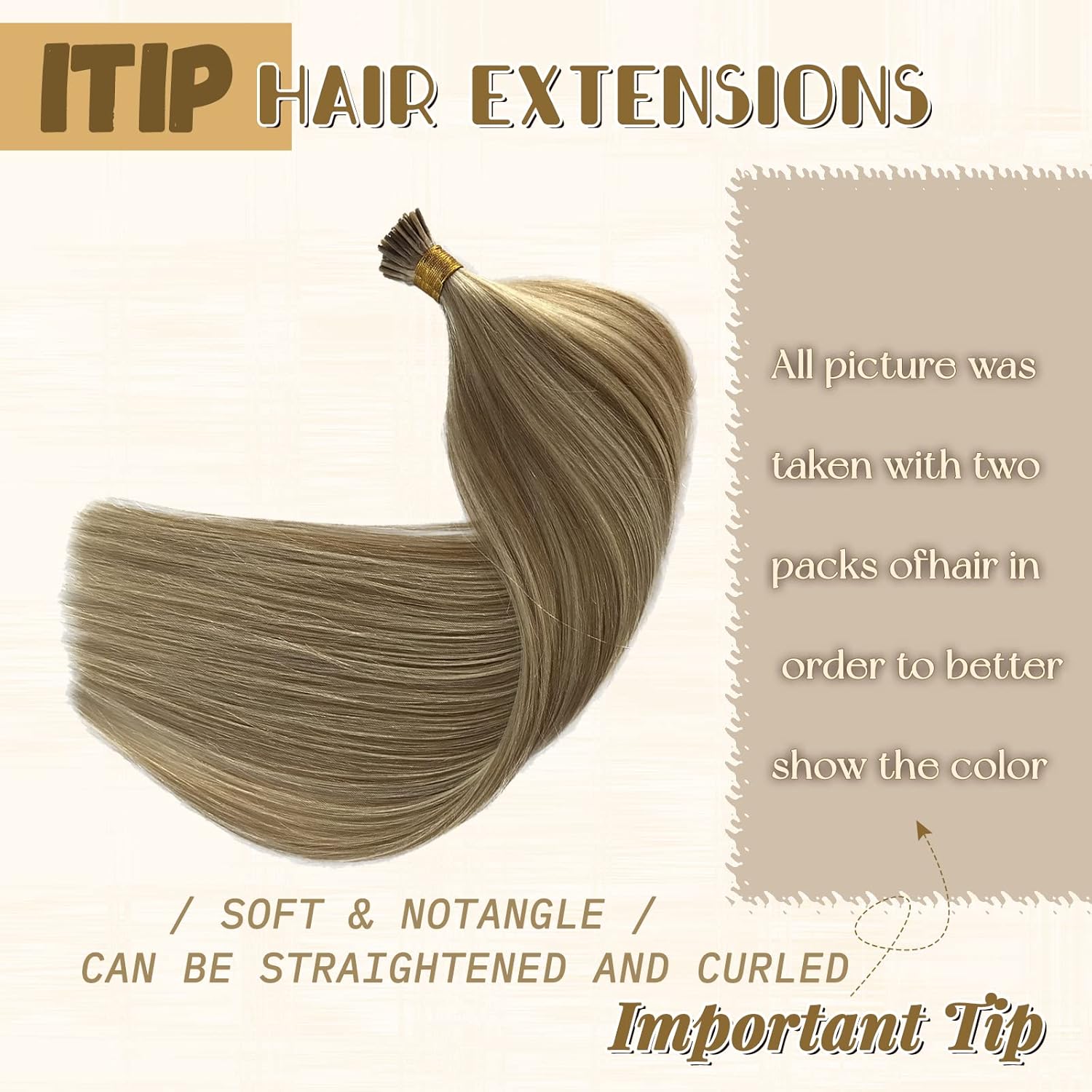 I Tip Hair Extensions Human Hair 50g, Balayage Ash Blonde with Platinum Blonde Highlights, Straight 18" Keratin Itip Extensions