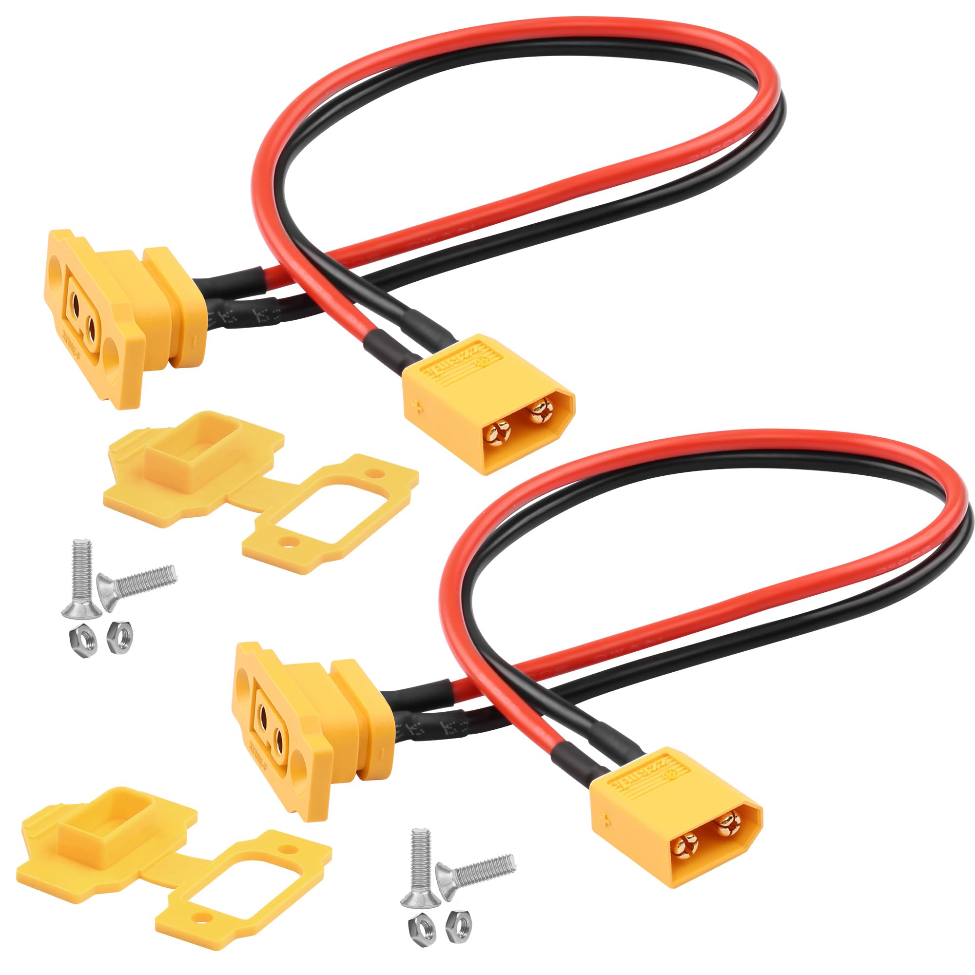 QIANRENON 14AWG 25A XT60 Li connettore batteria fisso, cavo di montaggio fisso, connettore XT60E-F placcato oro su spina XT60, cavo di montaggio estensore, copertura antipolvere, per modelli RC, 30