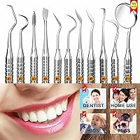 Vista 3 de Herramientas dentales, palillo dental para limpieza de dientes, kit de higiene de acero inoxidable con raspador de dientes, removedor de placa