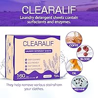 Vista 2 de CLEARALIF Hojas de detergente para ropa, lavanda, hasta 480 cargas, ideal para viajes, apartamentos, dormitorios, tiras de detergente para ropa