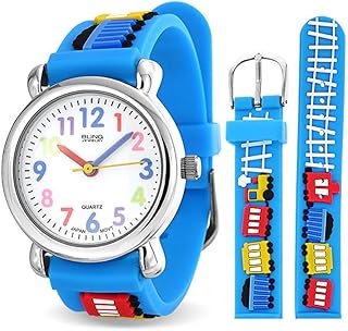 Choo Choo Train Waterproof Wrist Watch Time Teacher Quartz 3D Cartoon Blue Silicone Wristband Round Colorful Dial