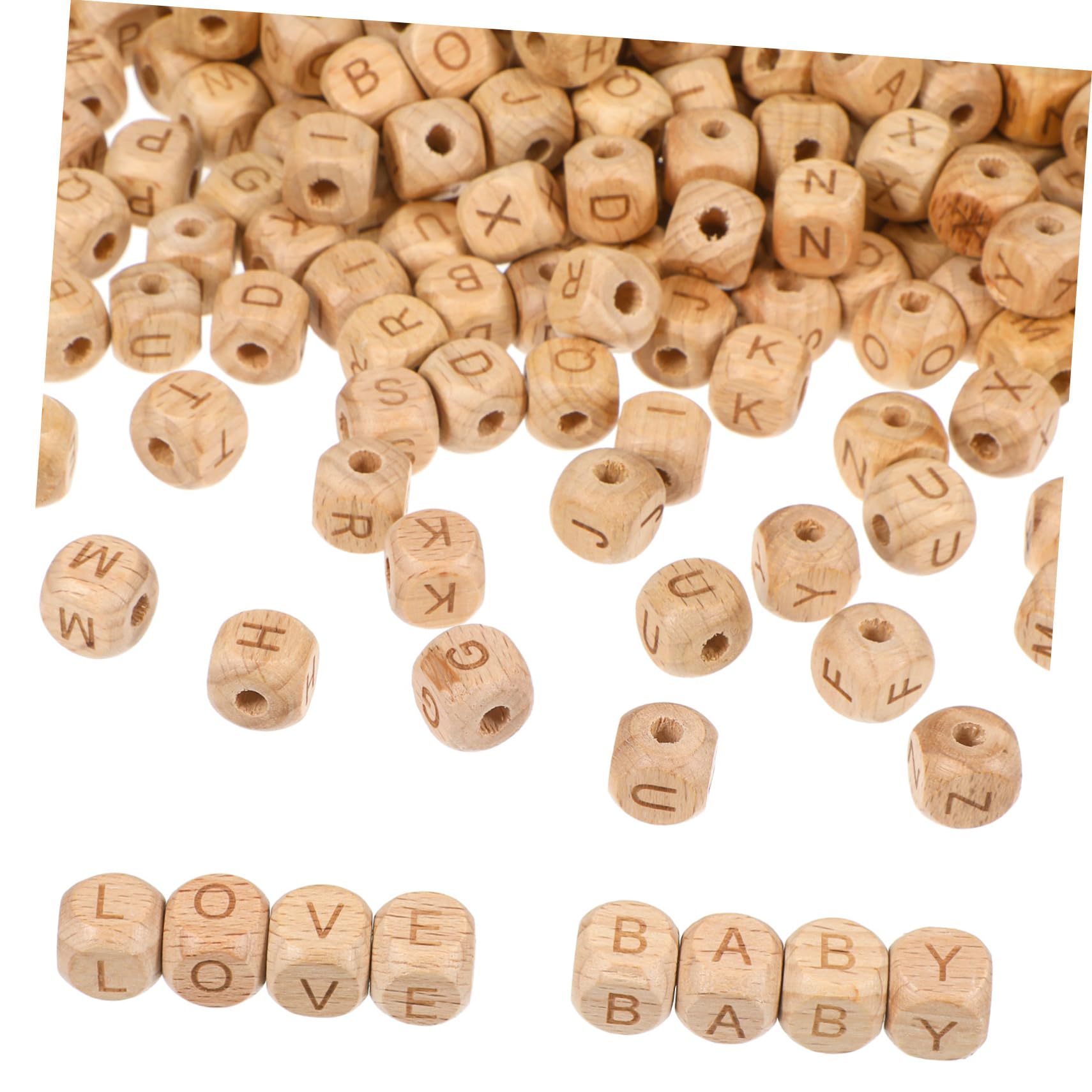260pezzi Perline Legno Forma Quadrata Lettere Alfabeto Perline Distanziatrici Legno Lettere Per Collane Bracciali Artigianato Fai Da Te Creazione Gioielli Decorazioni