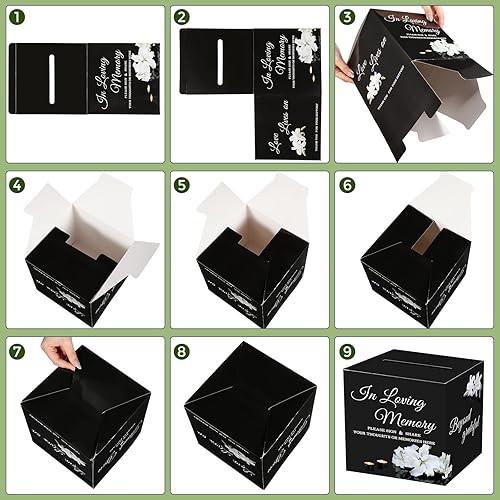 Miniatura 6 de Fainne 50 tarjetas de memoria Lily Share a Memory con caja de celebración de la vida, tarjetas de consejos funerarios, tarjetas de agradecimiento y