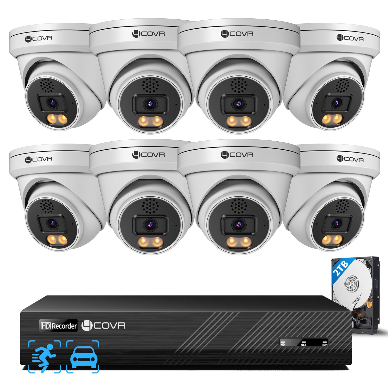 4COVR 12MP Überwachungskamera Aussen Set, 8CH NVR 2TB HDD, DLY97KAAM0808
