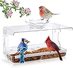 Window Bird Feeder with Non-Marking Self-Adhesive Hooks, Clear and Transparent, Outdoor Wild Bird Watching Gift, Garden Decor (Standard)