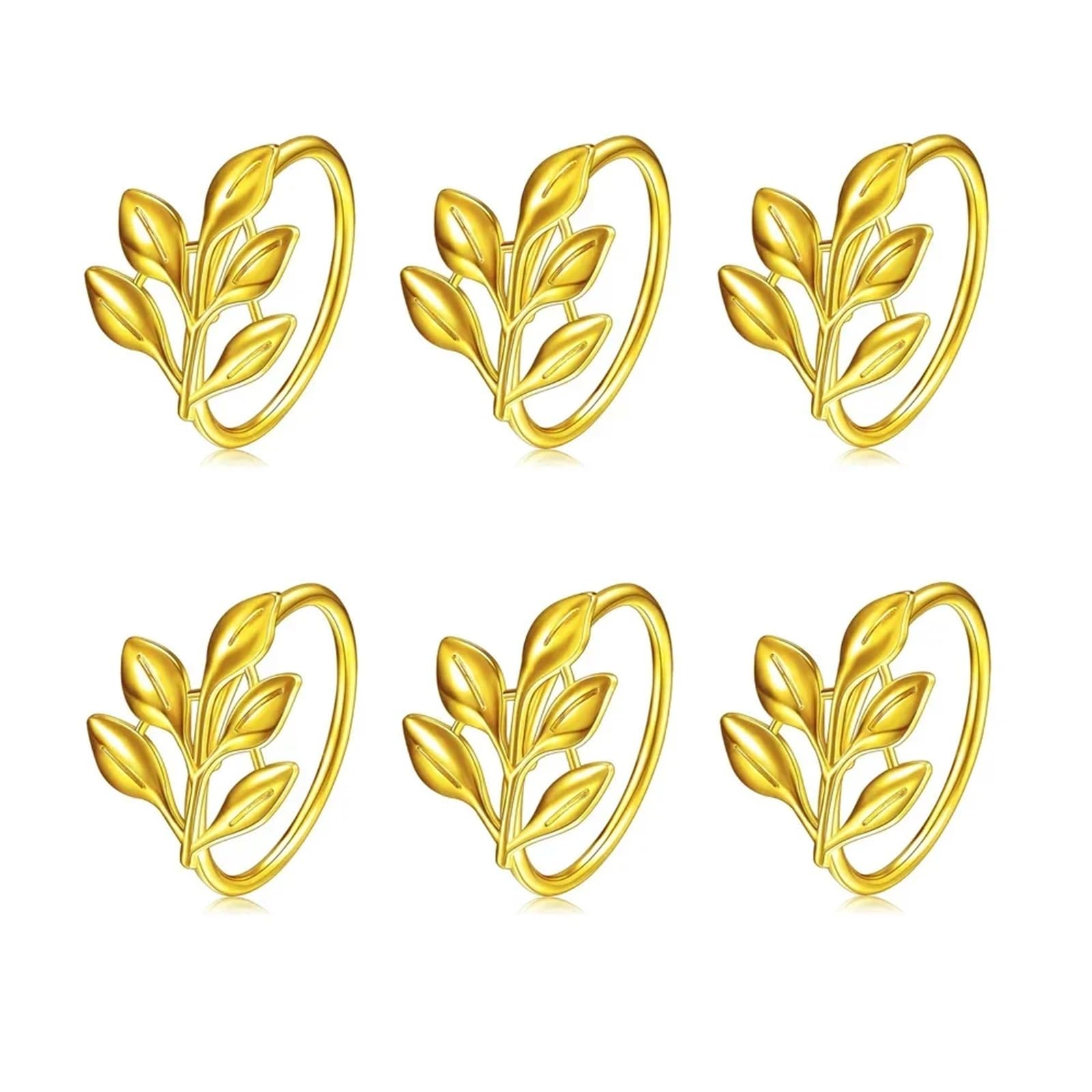 Servilleteros de Metal con Forma de Hoja otoñal, Ideal como Recuerdo de Boda, Dorado y Plateado, for decoración de Mesa de Fiesta. Adecuados para Fiestas, Bodas, Cenas Familiares(Gold 6PCS)