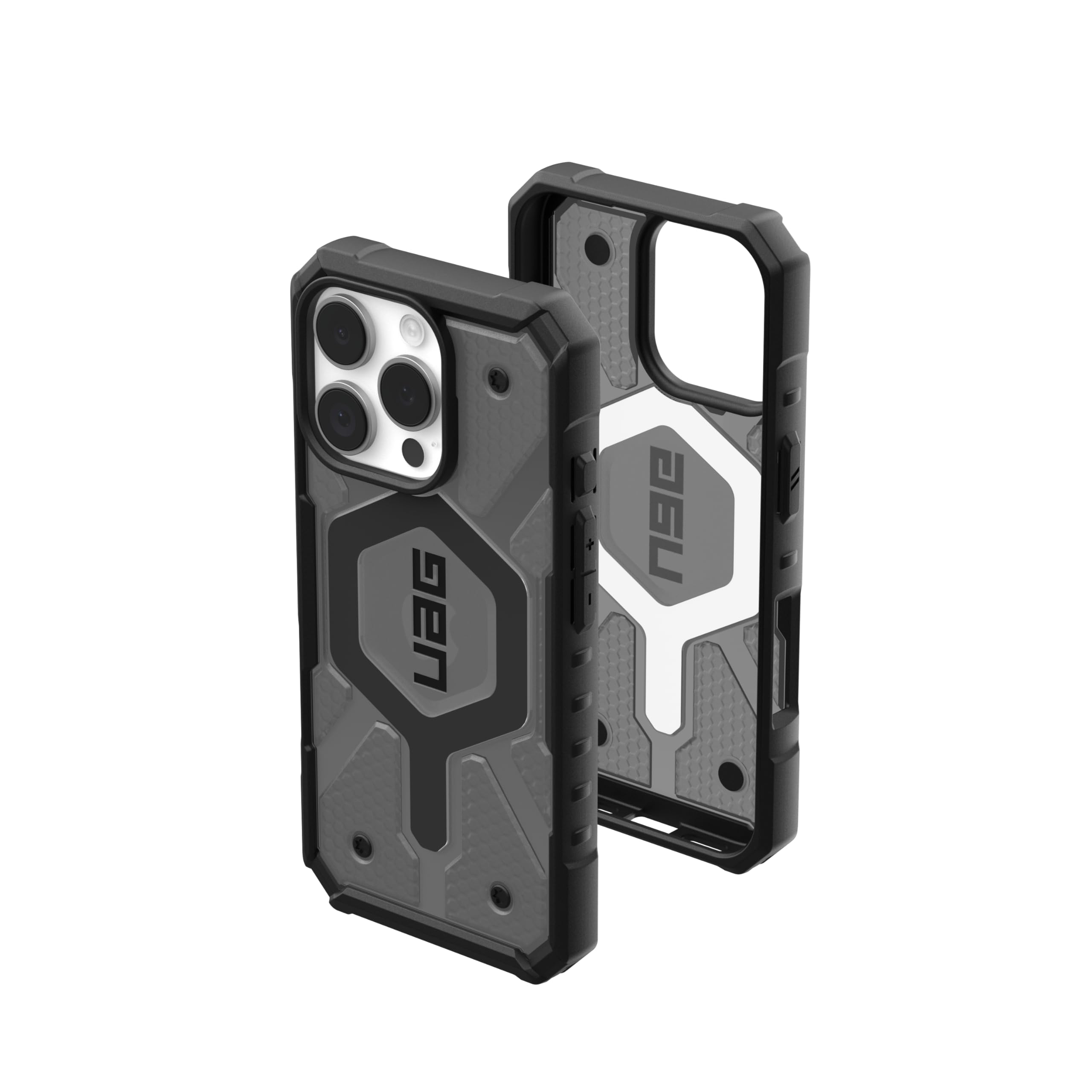 Urban Armor Gear Pathfinder MS Case compatibile con Apple iPhone 16 Pro Case (Ricarica wireless/magnetica compatibile, Protezione cadute standard militare) cenere (grigio trasparente)