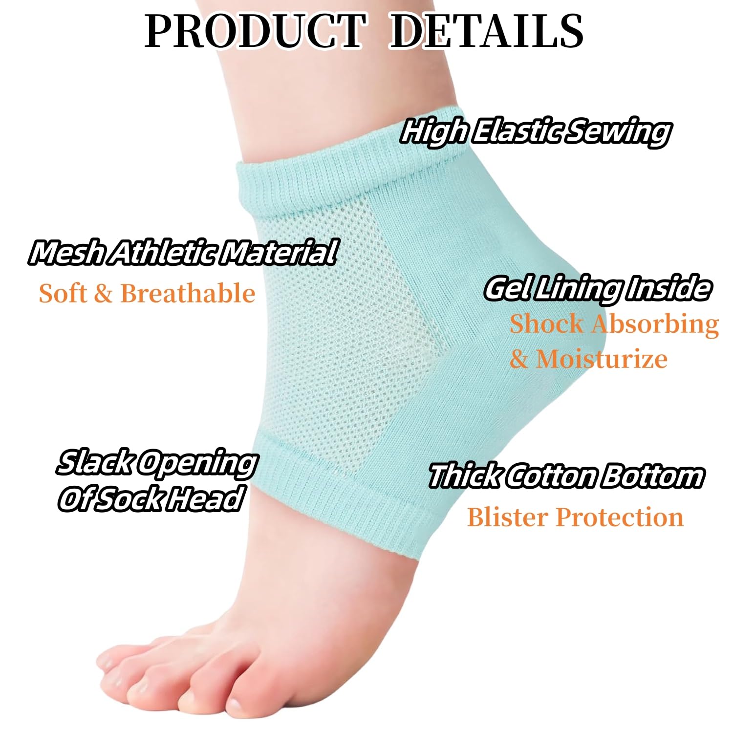 Correa de talón de gel para niños con sensibilidad al talón de enfermedad grave, fascitis plantar, talla de niños 3-7/talla de mujer 5-9 (1 par)