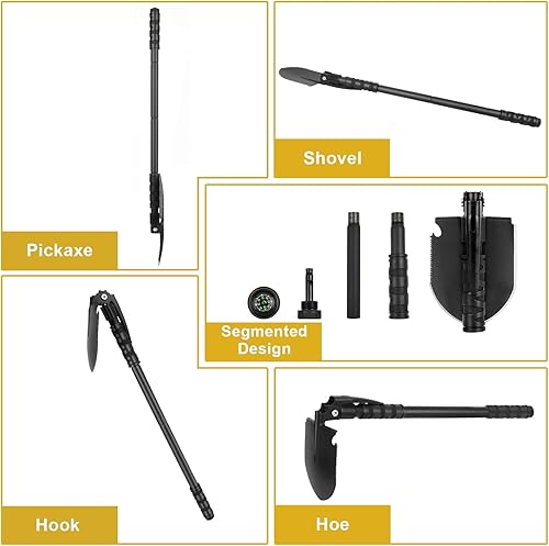 Miniatura 25 de Pala de supervivencia plegable multiherramienta, herramienta de entrenamiento militar resistente con pico, pala plegable para recuperación