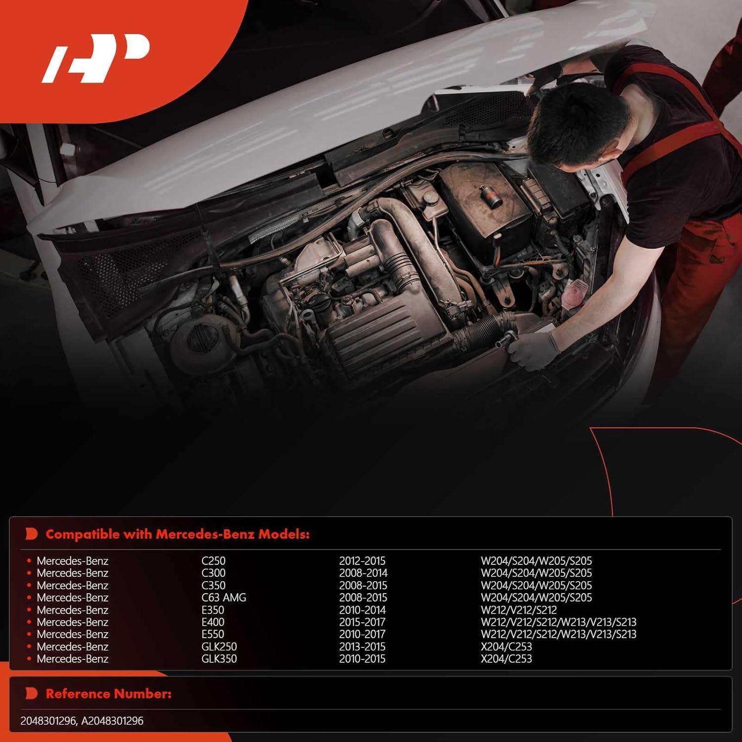 A-Premium HVAC Heater Hose Pipe Line Assembly with Clamp Compatible with Mercedes-Benz C250 2012-2015, C300 2008-2014, C350 2008-2015, C63 AMG 2008-2015, E350 2010-2014, E400, E550, GLK250, GLK350