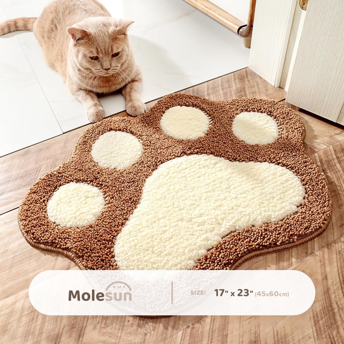 Molesun Paw Shaped Bath Mat 17x23, Soft Absorbent Microfiber Bath Rugs image 2