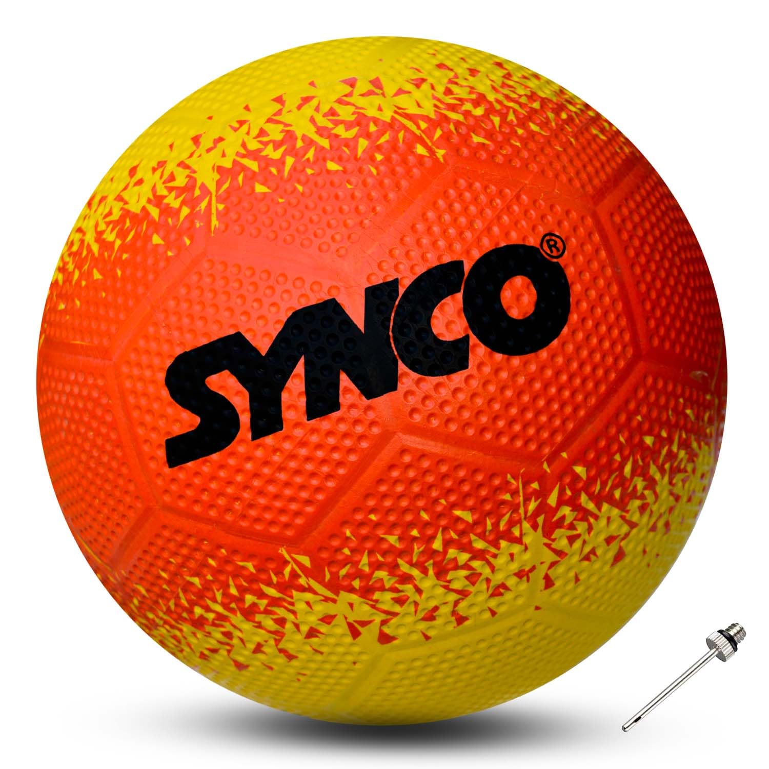 Synco Vortex Football | Rubberized Dimple Moulded | Suitable for Hard Ground Without Grass | Training Soccer Ball for boy/Girl | Size-5 (Red Yellow)-picture-13