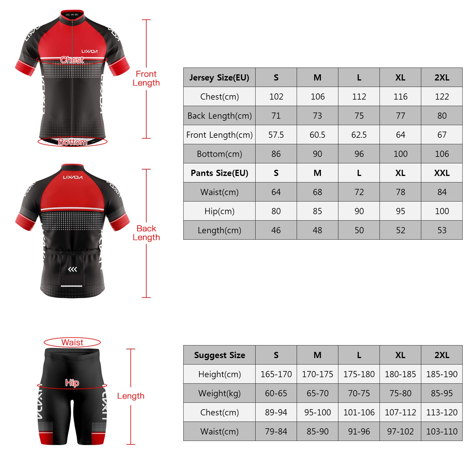 Set Ciclismo Uomo Lixada – Maglia E Pantaloncini Traspiranti, Gel Cuscinetto, Per MTB E Strada