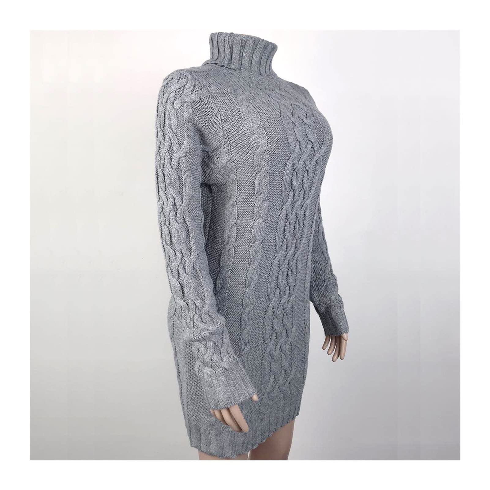 Damski dzianinowy gruby sweter z długim rękawem długi golf sweter dwie klapy vintage gruba linia design