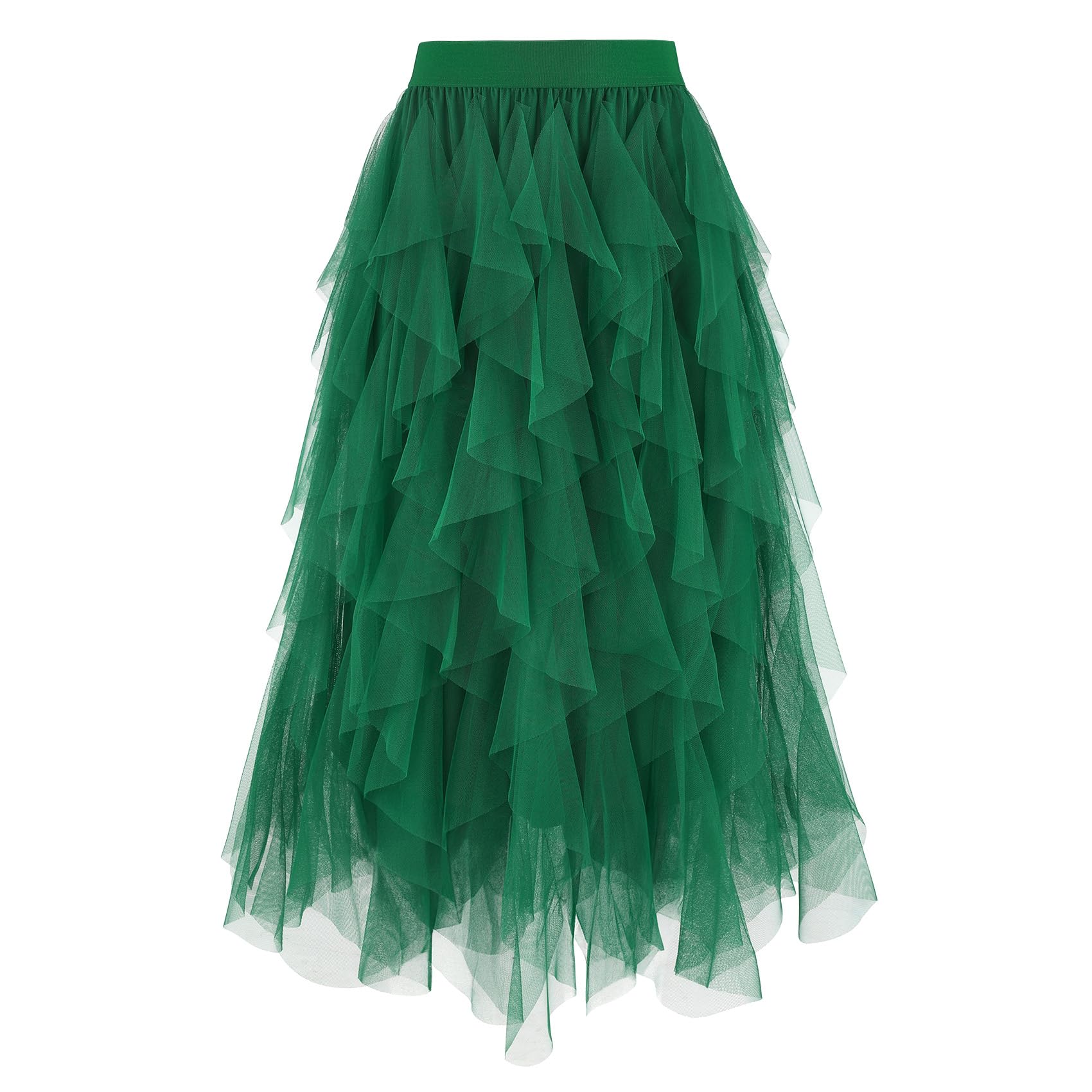 WERFORU Damska spódnica tiulowa, elastyczna talia, spódnica midi High Low Layered Puffy Fee spódniczka tutu
