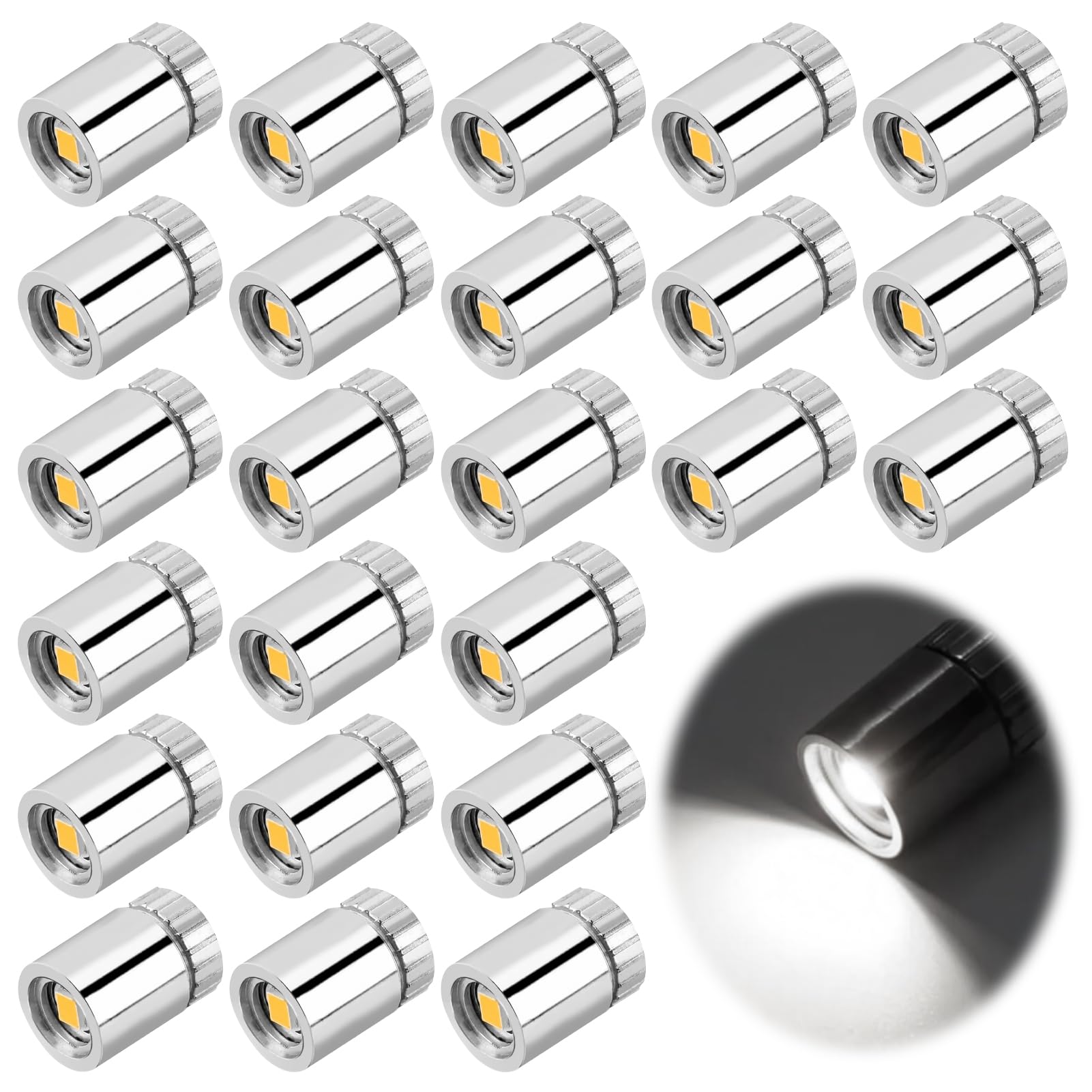 24 Pcs Mini LED Lights with White Light, White Small Led Lights, Tiny Led Lights for DIY Hand Craft, Wireless Miniature Spot Light for Party, Wedding, Showcase Display, Closet