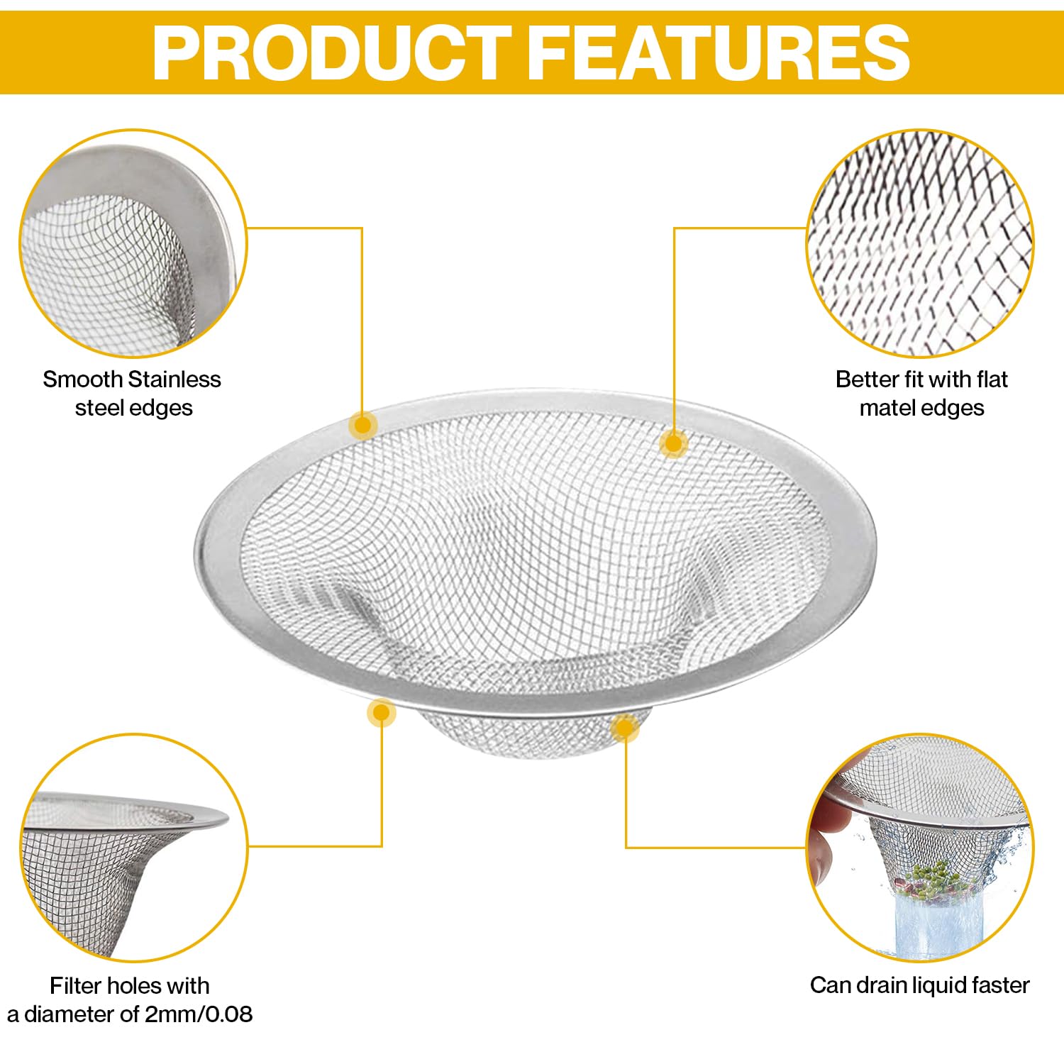 2-Pack Kitchen & Bathroom Sink Drain Strainers I 2.75 & 2 Inch Bathroom Drain Hair Catcher & Kitchen Sink Strainer I Kitchen Sink Stopper Drain Cover I Best Strainers for Kitchen Sink Strainer Basket 1