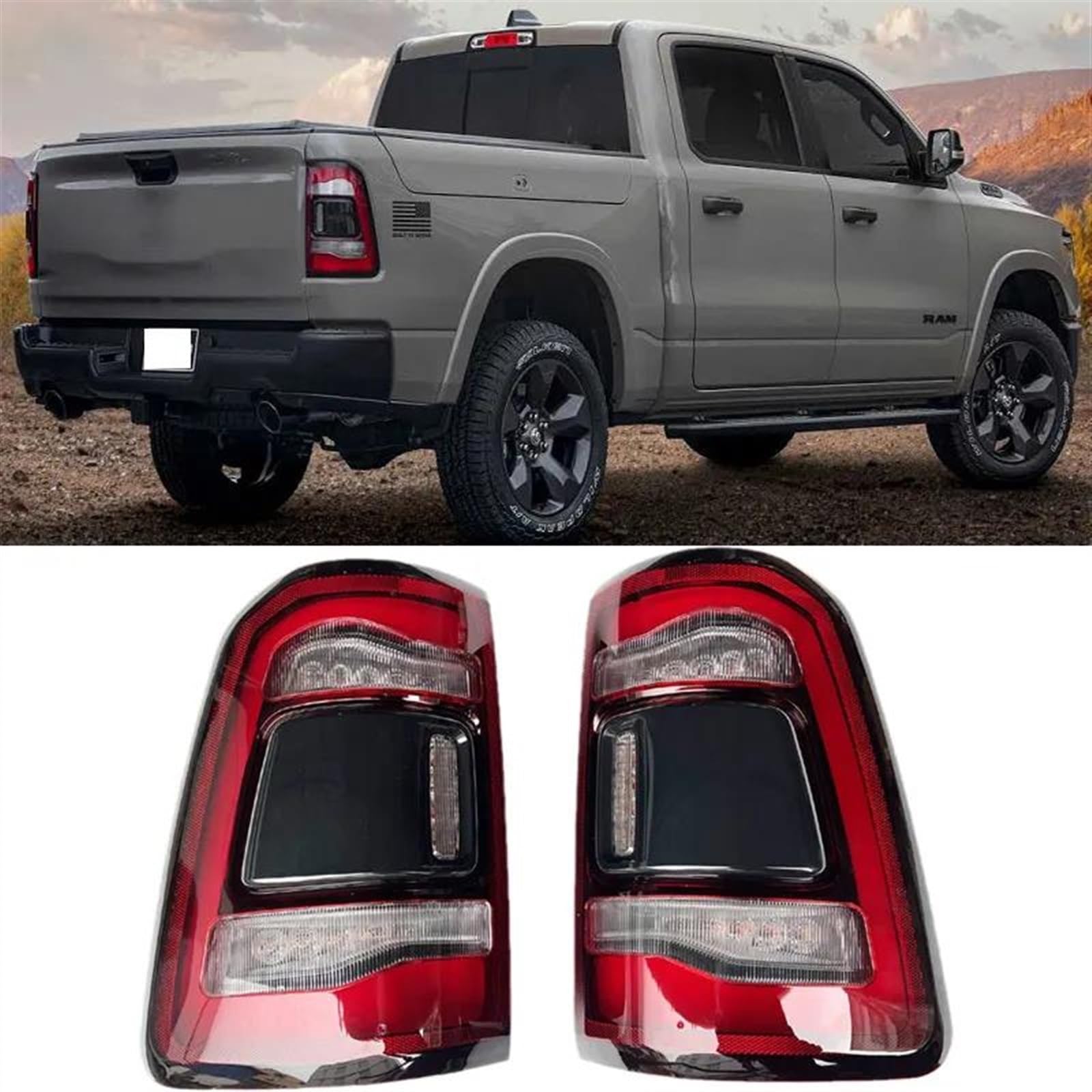 Luz Trasera De Freno Para Coche LED Negra Accesorios Sin Módulo Para Dodge Para RAM Pickup Para 1500 2019 2020 2021 2022 Faros Traseros(bien)