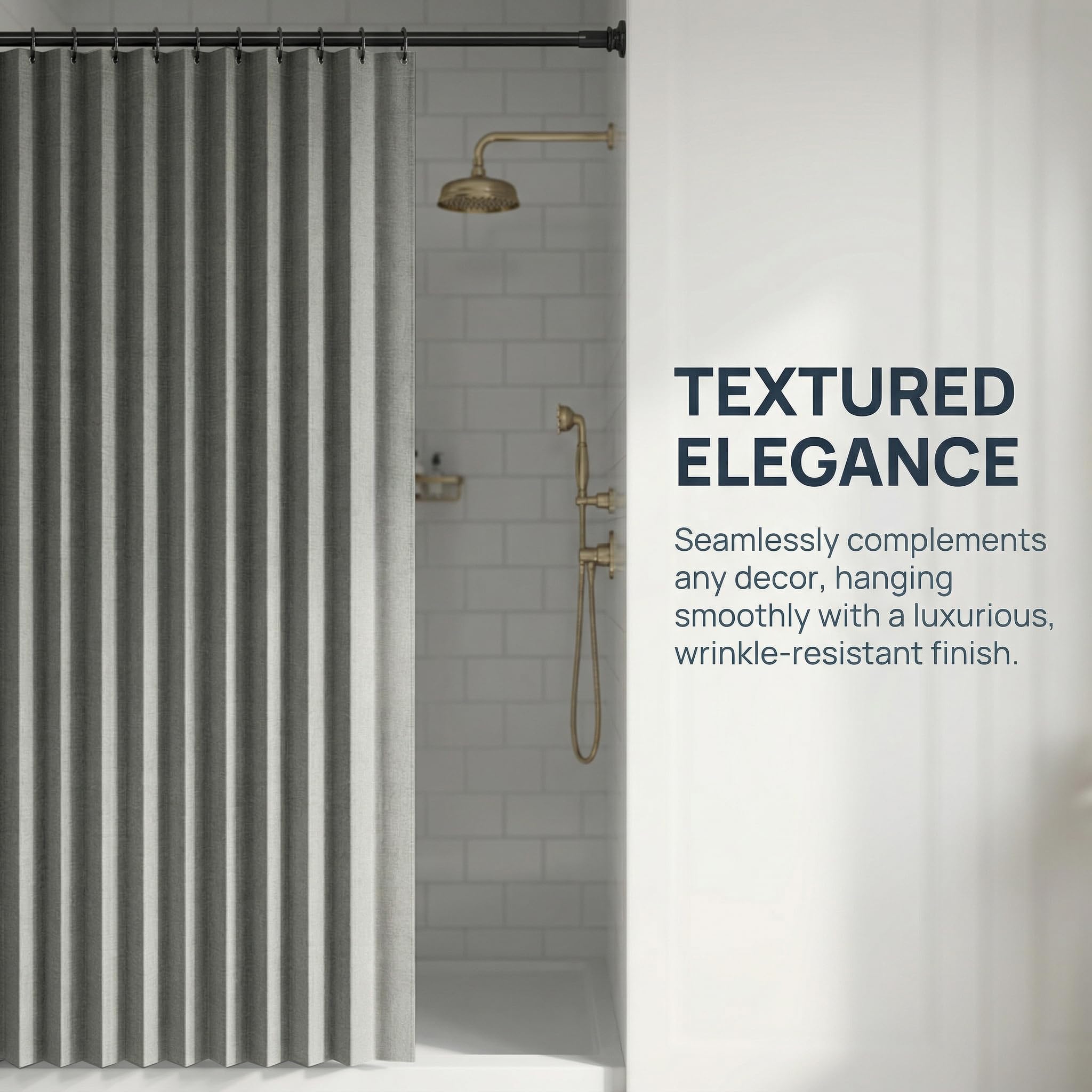 Plegable Cortina Ducha Antimoho Lavable, Gris, 180x200cm
