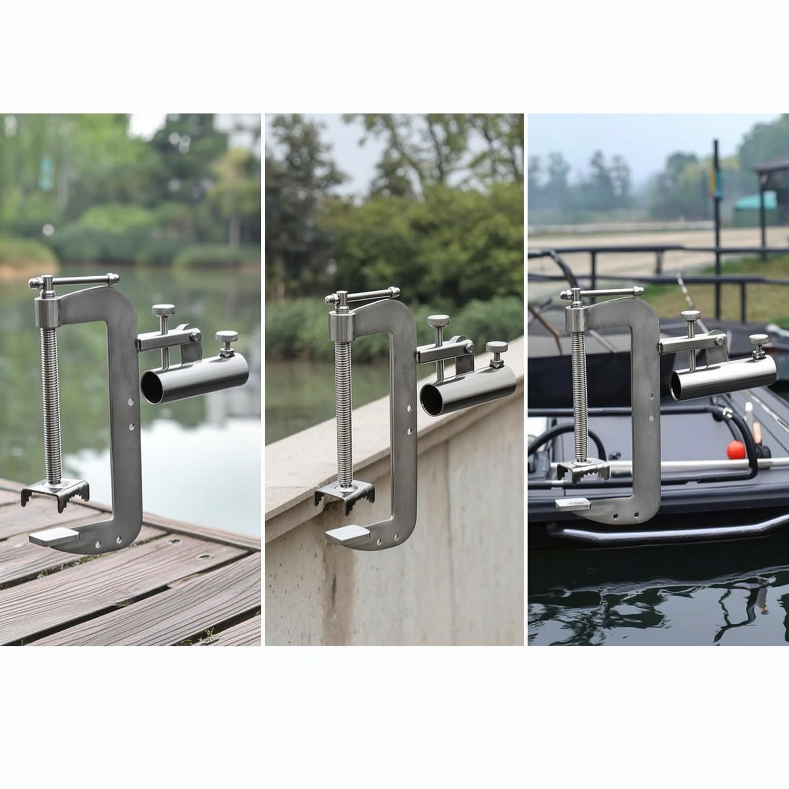 Harilla Supporto Portacanna da Pesca con Morsetto in Acciaio Inossidabile con Larghezza Esterna di 20 Interna di 15 Cm Adatto per La Pesca da Natante E da Riva