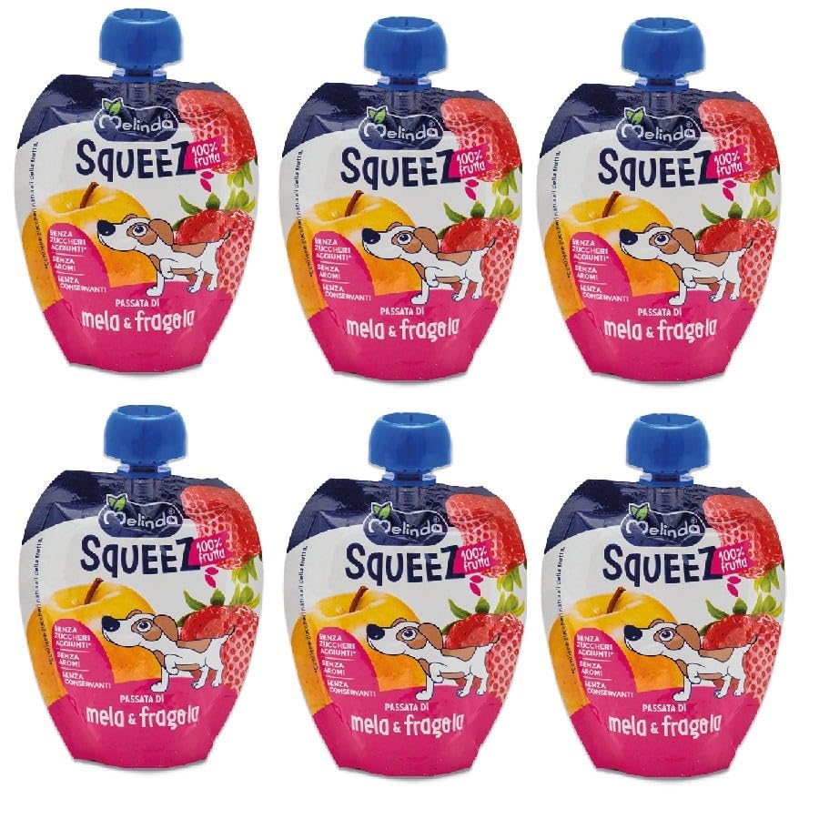 Squeez, manzana y fresa, 6 x 90 g, I Melinda