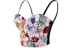 Women's Beautiful Embellished Floral 3D Bustier Crop Top