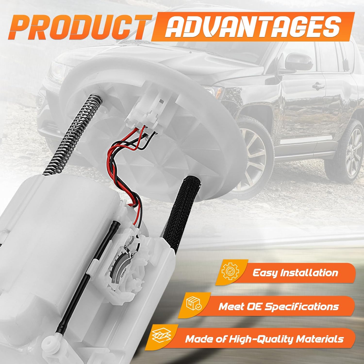 5183202AB Electric Fuel Pump Module Assembly with Sending Unit Fit for Jeep Compass, Patriot 2007-2016 & Dodge Caliber 2007-2008, 2.0L 2.4L, Gas, 4WD Only, Replace OE P76269M, E7218M, 5183202AA