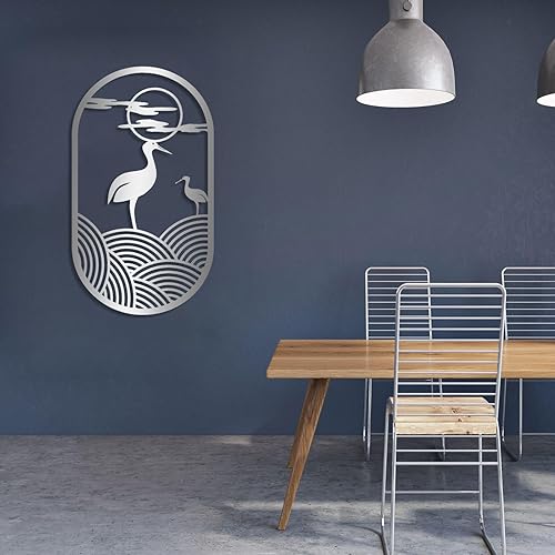 Miniatura 5 de fayholy Arte de pared de cigüeña, decoración de pared de metal de cigüeña, decoración de pared de metal de pájaro, pájaros de metal, regalo de