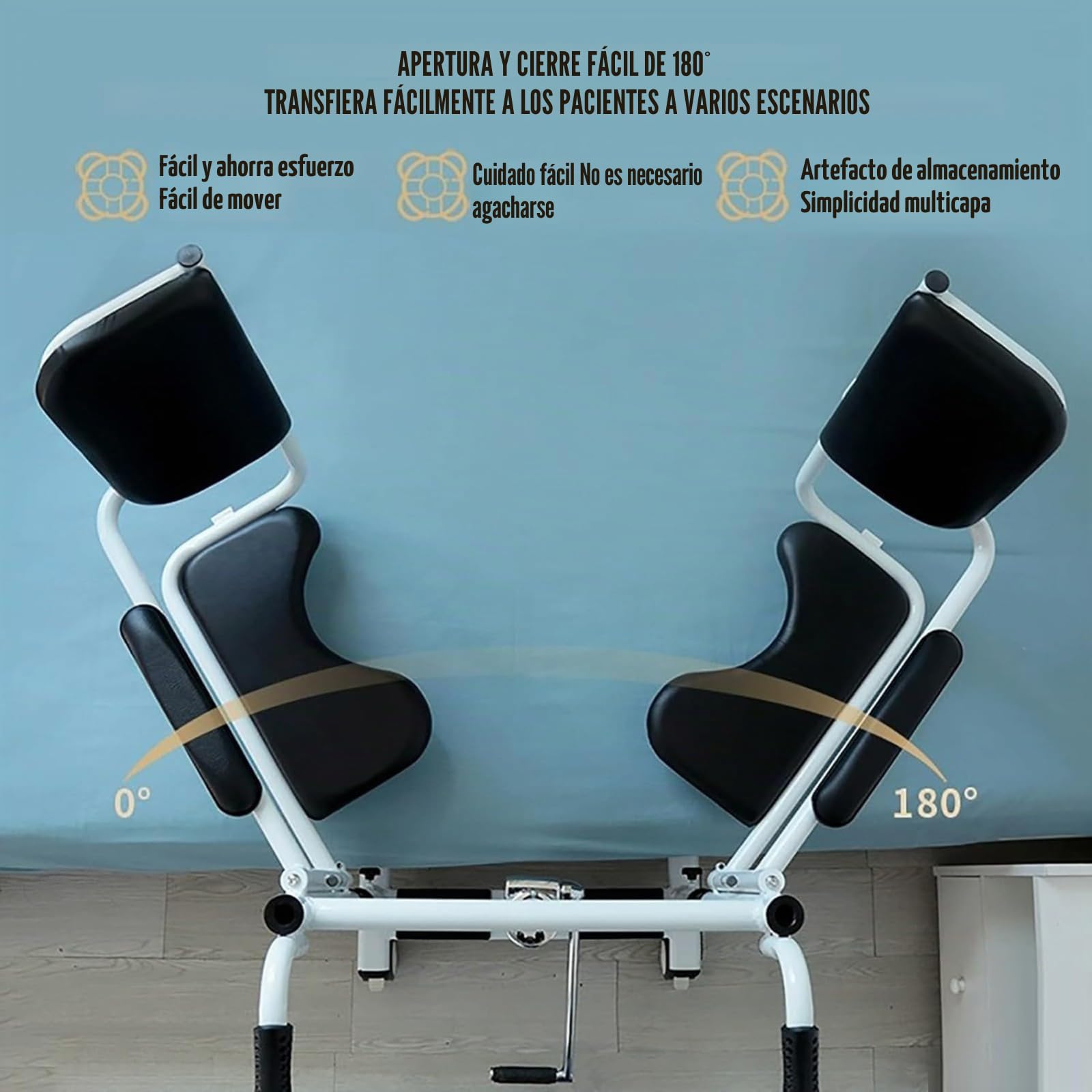 Silla Portátil De Transferencia Pacientes, Elevador De Transferencia Hidráulico, Silla De Transferencia De Elevación De Pacientes Con Asiento Dividido De 180° Y Orinal A