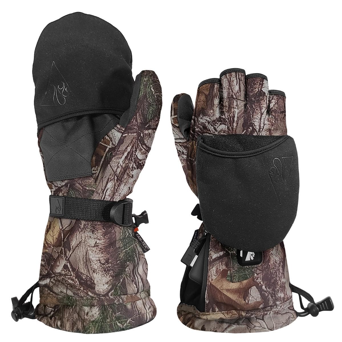 ActionHeat 5V Men's Battery Heated Glomitts – Gloves Plus Mitten Realtree Camouflage – Battery Operated Gloves – Up to 3.5 Hours Power Realtree Edge S/M
