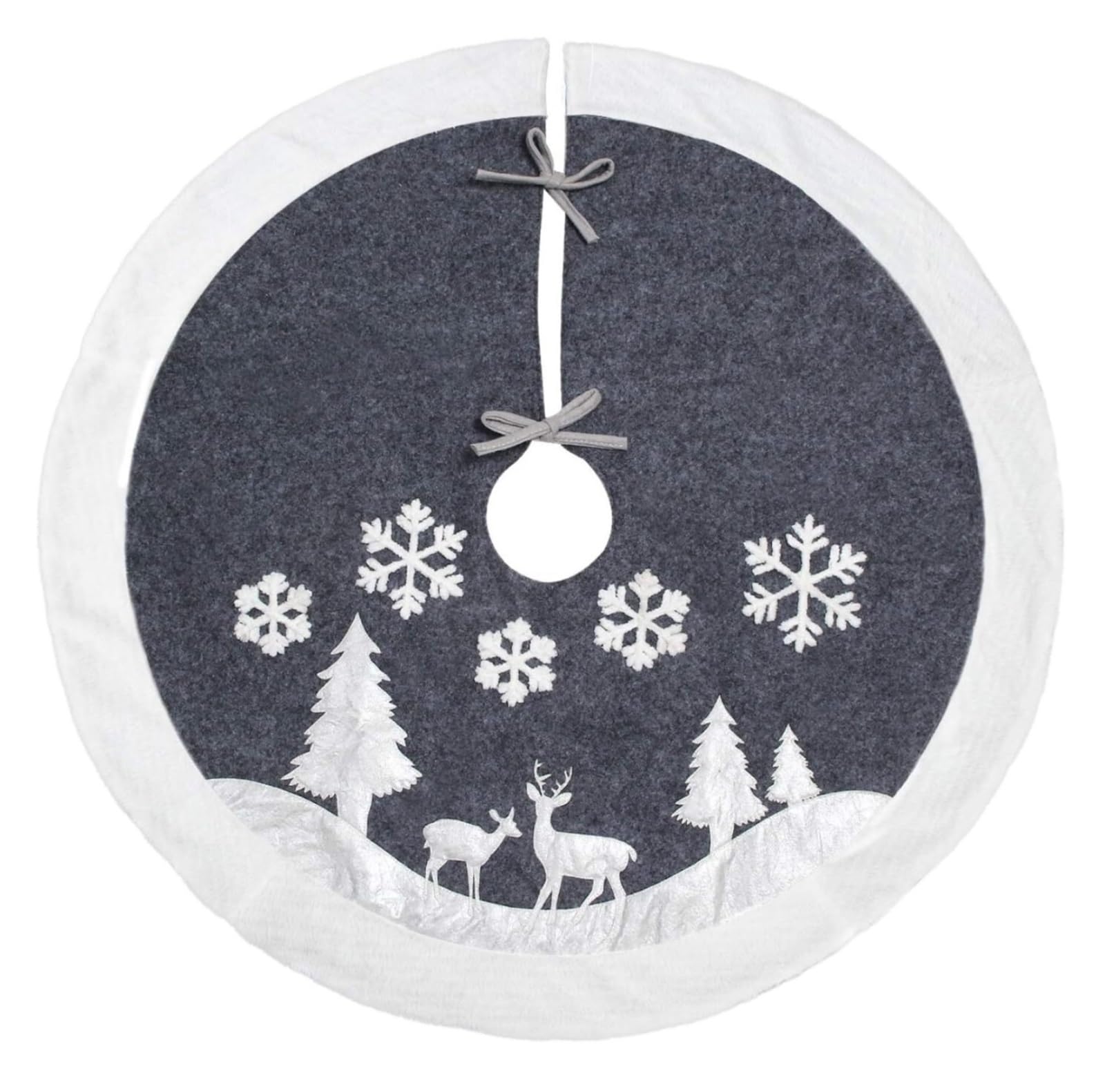 Tappeto Per Albero Di Natale Gonna Per Albero Di Natale Pelliccia Decorazioni Rustiche Per Tappetino Per Alberi Di Natale Motivo Con Cervi E Fiocchi Di Neve Gonna Per Albero Di Natale(59 inches(150cm)