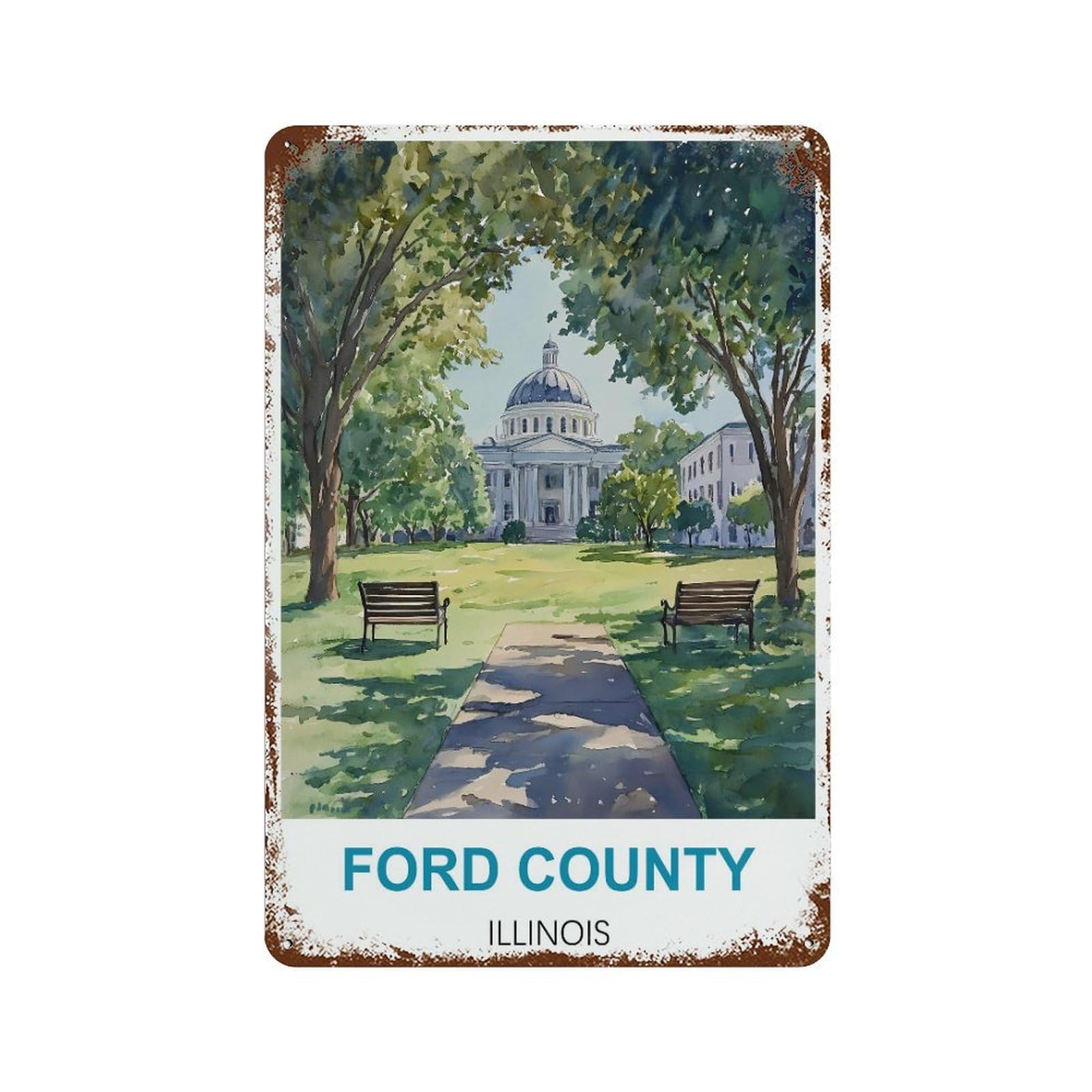 County Illinois Retro Design Tin Painting Vintage Tin Sign 08x12inch(20x30cm) Wall Art for Home Office Bedroom Living Room Cafes Wall Decor