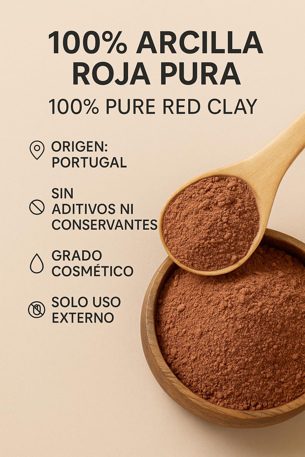 Red Clay Cosmetic Powder 100% Natural from Portugal - for Facial and Body Care Soaps and DIY Beauty - External Use Only - 250g - Image 3