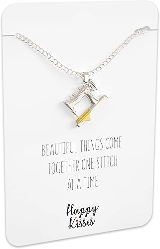 Miniatura 5 de Happy Kisses Collar con dijes de costura, regalos para colchas y alcantarillas, tarjeta de regalo con mensaje "Beautiful Things Come Together One