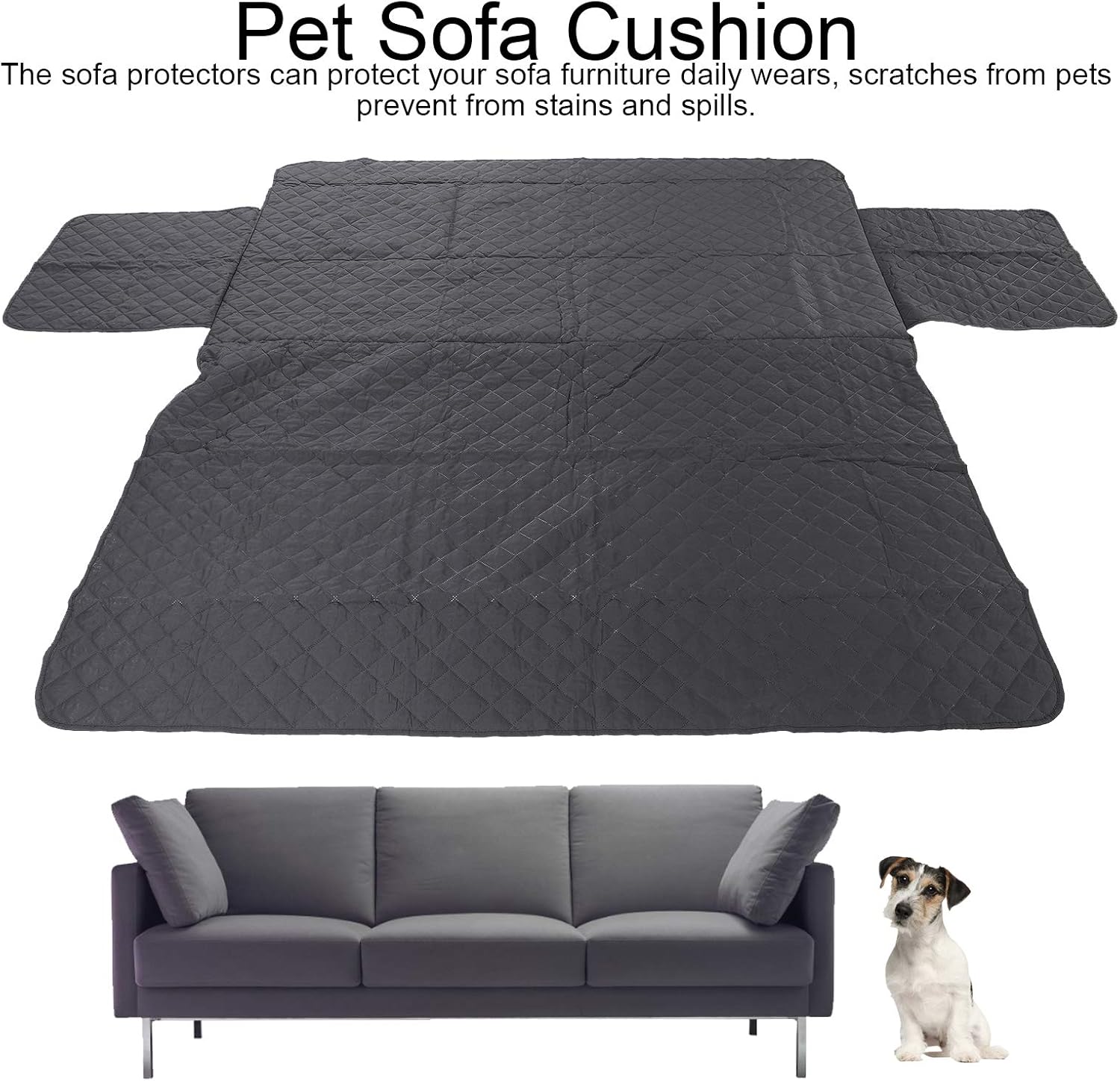 Pet Sofa Protector Cover, Loveseat Size Impermeable Furniture Protector Mat for Dogs and Cats, Soft Couch Cover for Living Roomr (Three-Seater)