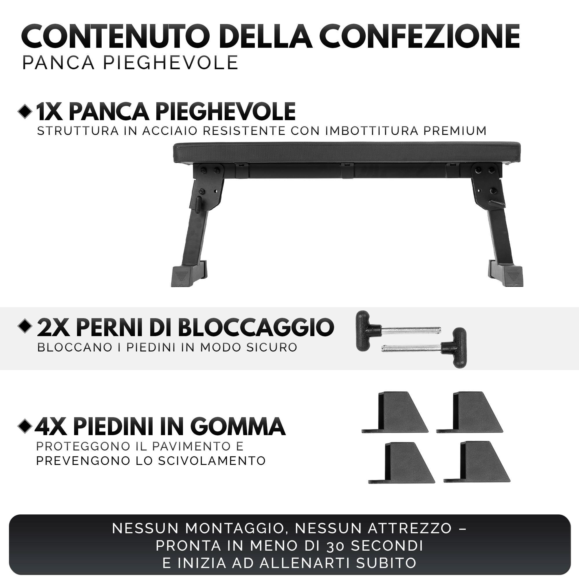GORNATION Panca Piana Pieghevole per Allenamento a Casa, Panca Palestra Salvaspazio con Struttura in Acciaio, Imbottitura di Qualità, 300 kg di Carico, Perfetta per Bilancieri e Manubri