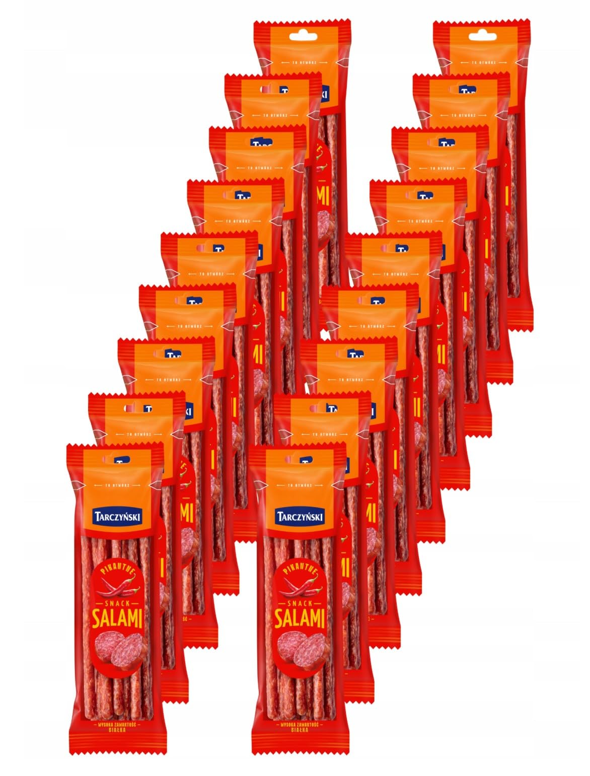 Tarczyński Salami Sticks scharf 18x 80g - Wurst Protein Snack glutenfrei