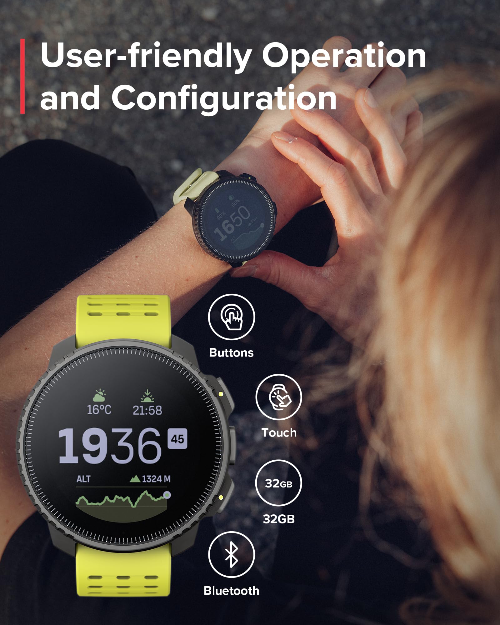 SUUNTO Pionowe: przygodowy zegarek GPS, duży ekran, mapy offline, ładowanie energią słoneczną