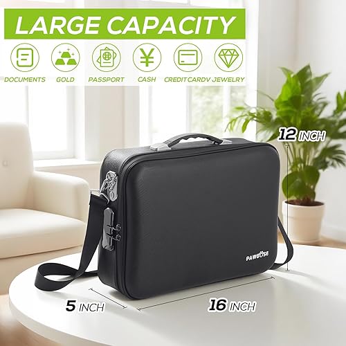 Miniatura 5 de Caja de documentos ignífuga con cerradura de combinación, resistente al agua, resistente al agua, caja fuerte para documentos importantes,