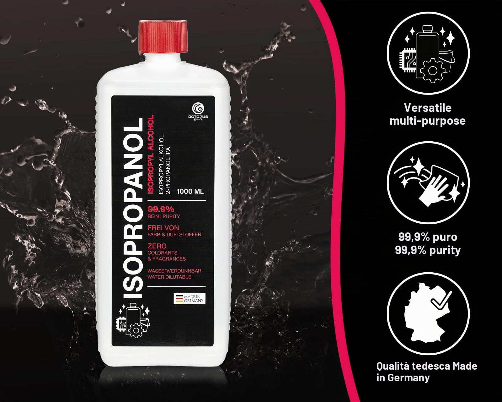 Isopropanolo 99,9% 5L di alcool più pulito - alcool isopropilico 2-propanolo IPA, il detergente a tutto tondo per lo sgrassaggio